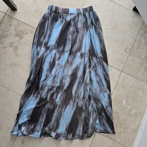 Tie Dye skirt in Blues, teal and brown.